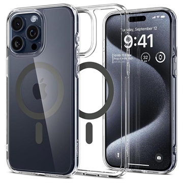 iPhone 15 Pro Spigen Ultra Hybrid Mag Hoesje - Grafiet / Doorzichtig