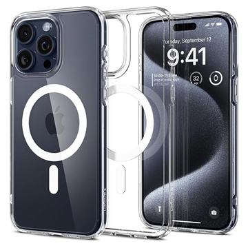 iPhone 15 Pro Max Spigen Ultra Hybrid Mag Hoesje - Wit / Doorzichtig