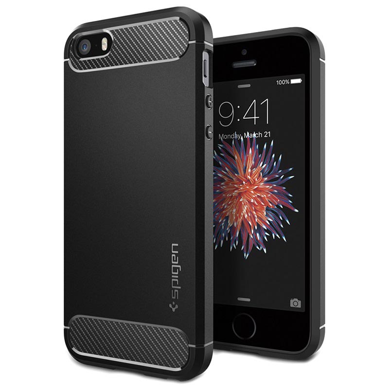 ongerustheid Mona Lisa Uitreiken iPhone 5/5S/SE Spigen Ultra Rugged Capsule Cover - Zwart