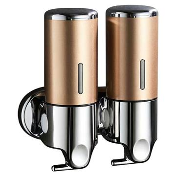 Roestvrijstalen shampoo-/zeepdispenser met dubbele kop - 2x500ml
