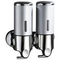 Roestvrijstalen shampoo/zeepdispenser met dubbele kop - 2x500ml - Zilver