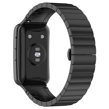 Huawei Watch Fit Roestvrij Staal Horlogeband met Butterfly Gesp - Zwart