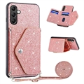 Stardust Samsung Galaxy A14/A14 5G Cover met Kaarthouder - Roze