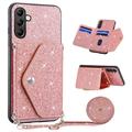 Samsung Galaxy A17/A14 5G Stardust Cover met Kaarthouder - Roze