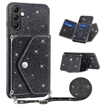 Samsung Galaxy S25/S24 Stardust Cover met Kaarthouder - Zwart