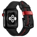 Apple Watch Series Ultra 2/Ultra/9/8/SE (2022)/7/SE/6/5/4/3/2/1 Stitched Leren Bandje - 42mm, 44mm - Zwart