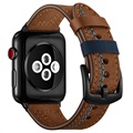 Apple Watch Series Ultra 2/Ultra/9/8/SE (2022)/7/SE/6/5/4/3/2/1 Stitched Leren Bandje - 42mm, 44mm - Bruin