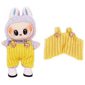 Gestreepte Beer Slabbetje Overalls voor Labubu Minifiguur 17cm - Geel