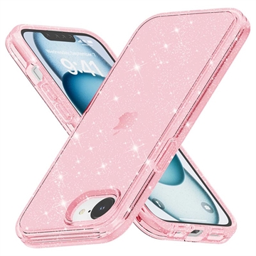 iPhone 16e Stylish Glitter Series Hybride Hoesje - Roze
