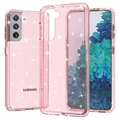 Samsung Galaxy S21 5G Stylish Glitter Series Hybride Hoesje - Roze