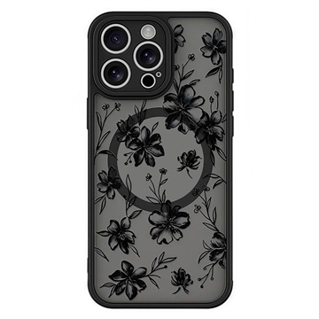 iPhone 15 Pro Max Stijlvol Beschermend Magnetisch Hoesje - Inktbloemen