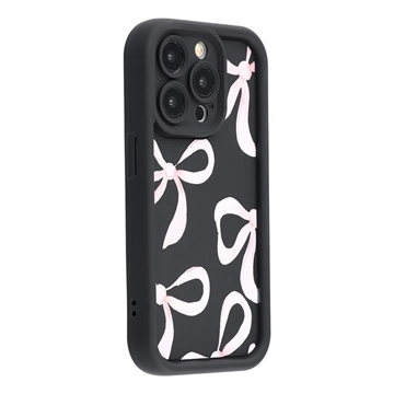 iPhone 12 Pro Max Stijlvol Schokbestendig TPU Hoesje met Opstaande Randen - Zwart / Grote strik