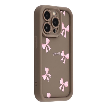iPhone 12 Pro Max Stijlvol Schokbestendig TPU Hoesje met Opstaande Randen - Bruin / strik