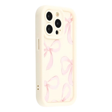 iPhone 12 Pro Max Stijlvol Schokbestendig TPU Hoesje met Opstaande Randen - Wit / Grote strik