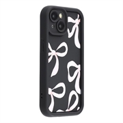 iPhone 15 Stijlvol Schokbestendig TPU Hoesje met Opstaande Randen - Zwart / Grote strik