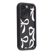 iPhone 15 Pro Stijlvol Schokbestendig TPU Hoesje met Opstaande Randen - Zwart / Grote strik