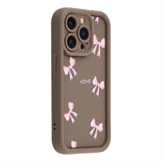 iPhone 15 Pro Stijlvol Schokbestendig TPU Hoesje met Opstaande Randen - Bruin / strik