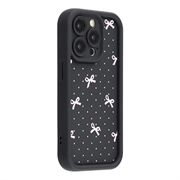 iPhone 15 Pro Max Stijlvol Schokbestendig TPU Hoesje met Opstaande Randen - Zwart / Strik met stippen