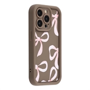 iPhone 15 Pro Max Stijlvol Schokbestendig TPU Hoesje met Opstaande Randen - Bruin / Grote strik