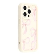 iPhone 15 Pro Max Stijlvol Schokbestendig TPU Hoesje met Opstaande Randen - Wit / Grote strik
