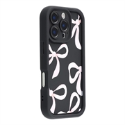 iPhone 16 Pro Stijlvol Schokbestendig TPU Hoesje met Opstaande Randen - Zwart / Grote strik