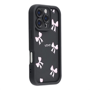 iPhone 16 Pro Stijlvol Schokbestendig TPU Hoesje met Opstaande Randen - Zwart / strik