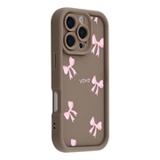 iPhone 16 Pro Stijlvol Schokbestendig TPU Hoesje met Opstaande Randen - Bruin / strik