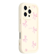 iPhone 16 Pro Stijlvol Schokbestendig TPU Hoesje met Opstaande Randen - Wit / strik