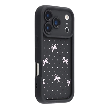 iPhone 17 Pro Stijlvol Schokbestendig TPU Hoesje met Opstaande Randen - Zwart / Strik met stippen