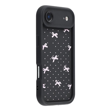 iPhone Air Stijlvol Schokbestendig TPU Hoesje met Opstaande Randen - Zwart / Strik met stippen