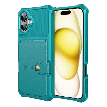 iPhone 17 TPU Hoesje met Kaarthouder - Turkoois