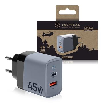 Tactical Microgrid GaN 45W Wandoplader - PD3.0 USB-C, QC3.0 USB-A