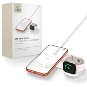 Tech-Protect A55 2-in-1 magnetische/MagSafe draadloze oplader 25W, Qi 2.2 - wit