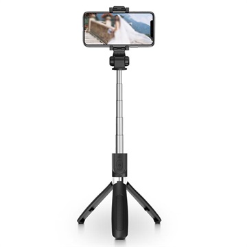 Tech-Protect L01S Bluetooth Selfie Stick met Statief Standaard - Zwart