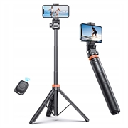 Tech-Protect L03S Uitschuifbare Bluetooth Selfie Stick met Statief - Zwart