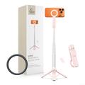 Tech-Protect L11S 2-in-1 MagSafe-selfiestick met statief en Bluetooth-afstandsbediening - Roze