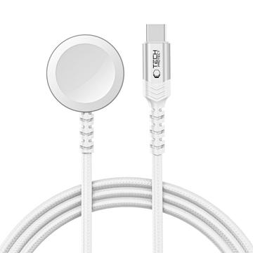 Tech-Protect MC01 UltraBoost magnetische oplader voor Apple Watch met 120cm Type-C kabel - Wit