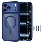 iPhone 17 Pro/18 Pro Tech-Protect MagOne MagSafe CC-hoesje met 2x Glass+-schermbeschermer - Diepblauw / Transparant
