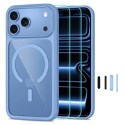 iPhone 17 Pro/18 Pro Tech-Protect MagOne MagSafe CC-hoesje met 2x Glass+-schermbeschermer - Lichtblauw / Transparant