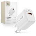 Tech-Protect NCA65W-GAN 65W-wandlader met USB-C PD en USB-A QC3.0 - Wit