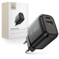 Tech-Protect NCA65W-GAN 65W-wandlader met USB-C PD en USB-A QC3.0 - Zwart