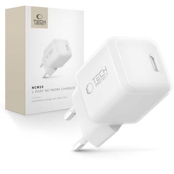Tech-Protect NCM25 25W USB-C oplader - Power Delivery - Wit