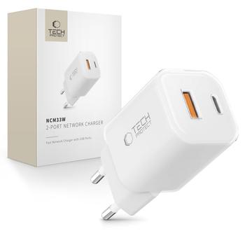 Tech-Protect NCM33W Dual-Port 30W Wandoplader - Wit