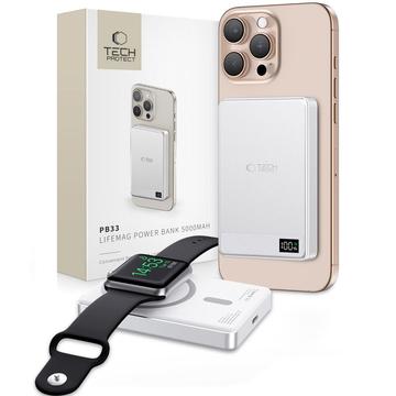 Tech-Protect PB33 LifeMag MagSafe Power Bank 5000mAh - Compact, Draadloos opladen, USB-C, LED-display