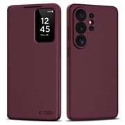 Samsung Galaxy S26 Ultra Tech-Protect Smart Clear View Flip Hoesje met kaartsleuf - Moerbei