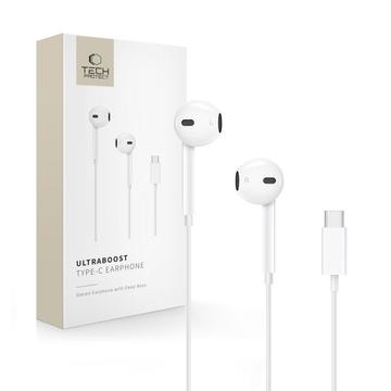 Tech-Protect UltraBoost USB-C in-ear oortelefoon - Wit