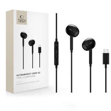 Tech-Protect Ultraboost Core G2 Bedrade USB-C koptelefoon - Zwart