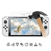 Nintendo Switch OLED Glazen Screenprotector - Case Friendly - Doorzichtig