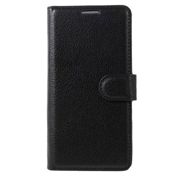 Huawei P10 Getextureerde Wallet Case - Zwart