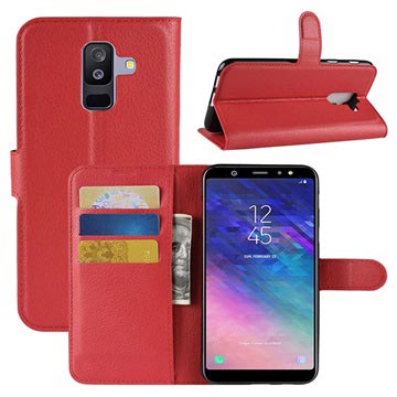 Samsung Galaxy A6+ (2018) Portemonnee Hoesje - Rood